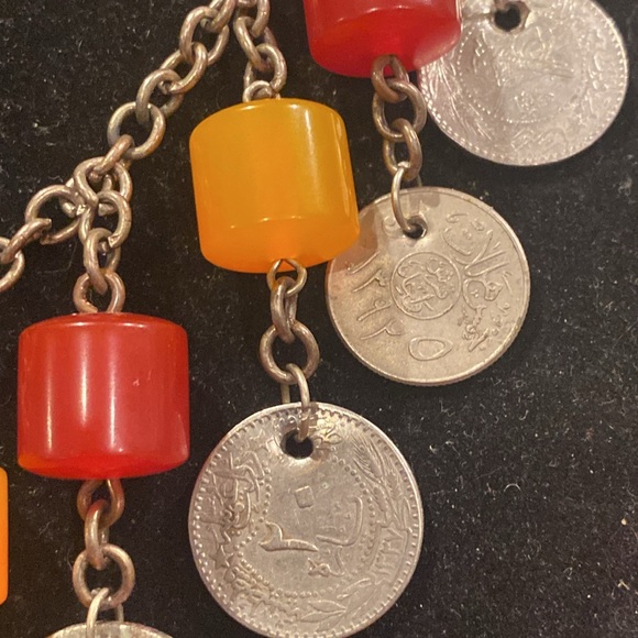Antique-Vintage Chinese Coin Necklace with Butterscotch And Cherry Copal Amber - Picture 8 of 15